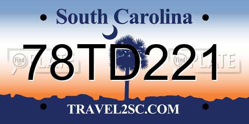 78TD221 South Carolina License Plate