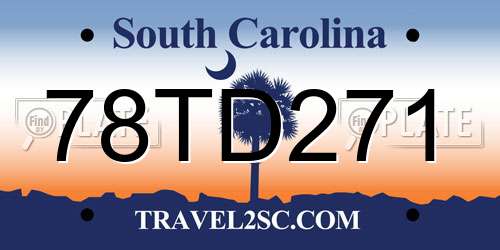 78TD271 South Carolina License Plate