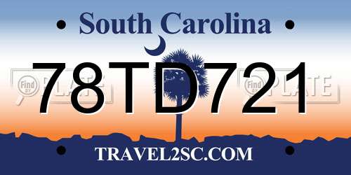 78TD721 South Carolina License Plate