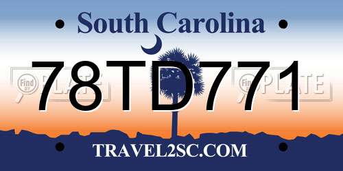 78TD771 South Carolina License Plate