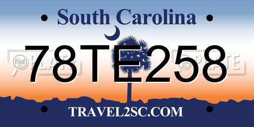 78TE258 South Carolina License Plate