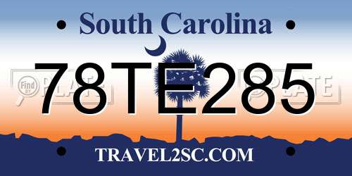 78TE285 South Carolina License Plate