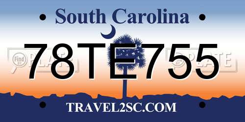 78TE755 South Carolina License Plate