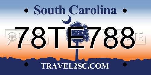 78TE788 South Carolina License Plate