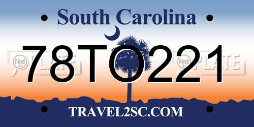 78TO221 South Carolina License Plate