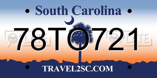 78TO721 South Carolina License Plate