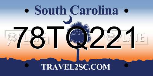 78TQ221 South Carolina License Plate