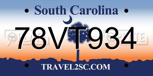 78VT934 South Carolina License Plate