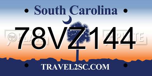 78VZ144 South Carolina License Plate