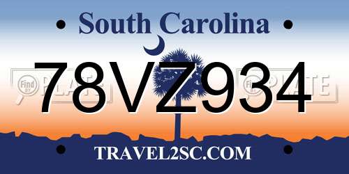 78VZ934 South Carolina License Plate