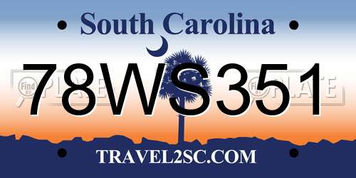 78WS351 South Carolina License Plate