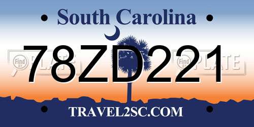 78ZD221 South Carolina License Plate