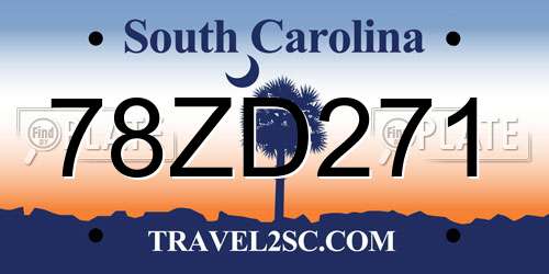 78ZD271 South Carolina License Plate