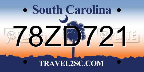 78ZD721 South Carolina License Plate