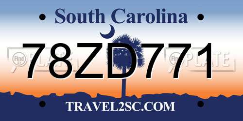 78ZD771 South Carolina License Plate