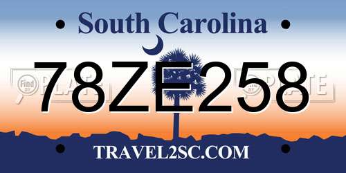 78ZE258 South Carolina License Plate