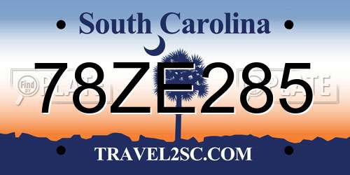 78ZE285 South Carolina License Plate