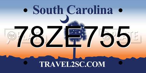 78ZE755 South Carolina License Plate