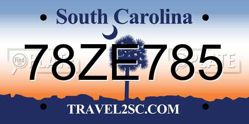 78ZE785 South Carolina License Plate