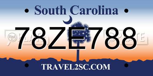 78ZE788 South Carolina License Plate