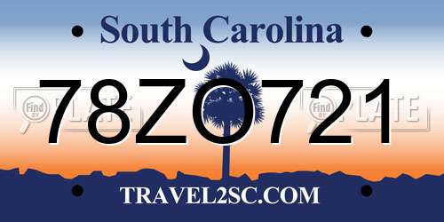 78ZO721 South Carolina License Plate