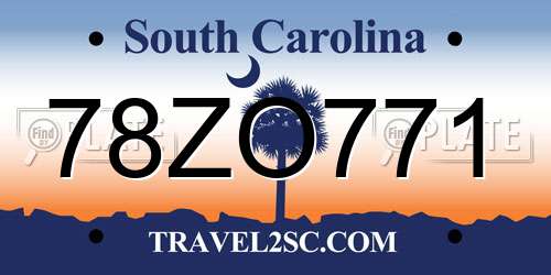 78ZO771 South Carolina License Plate