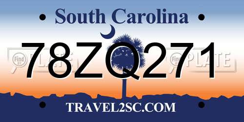78ZQ271 South Carolina License Plate