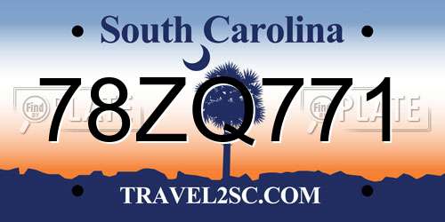 78ZQ771 South Carolina License Plate