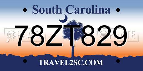 78ZT829 South Carolina License Plate