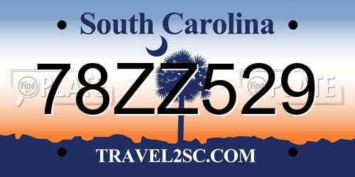 78ZZ529 South Carolina License Plate