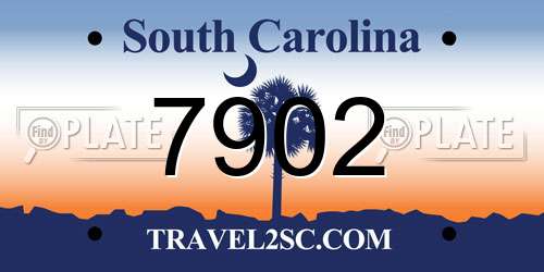 7902 South Carolina License Plate