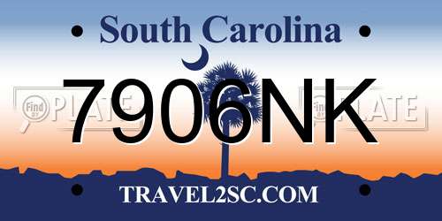 7906NK South Carolina License Plate