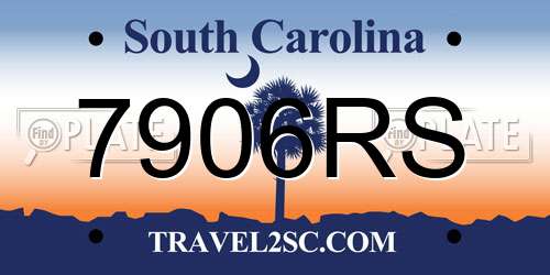 7906RS South Carolina License Plate