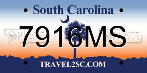 7916MS South Carolina License Plate