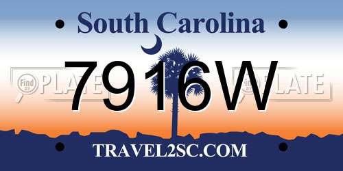 7916W South Carolina License Plate