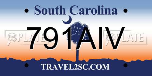 791AIV South Carolina License Plate