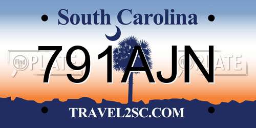 791AJN South Carolina License Plate