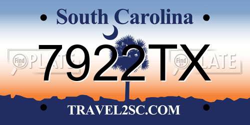 7922TX South Carolina License Plate