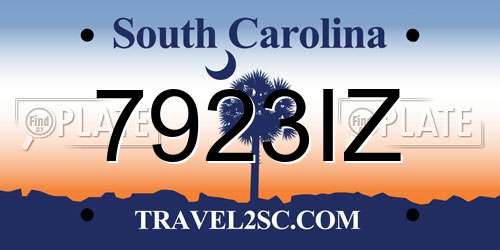 7923IZ South Carolina License Plate