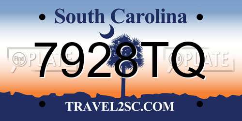 7928TQ South Carolina License Plate