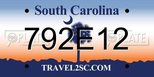 792E12 South Carolina License Plate