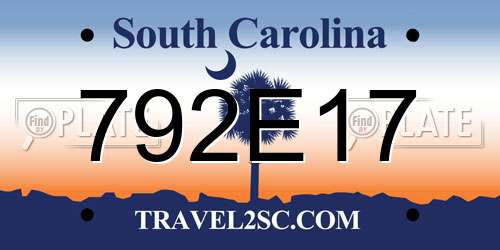 792E17 South Carolina License Plate