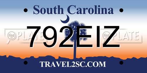 792EIZ South Carolina License Plate