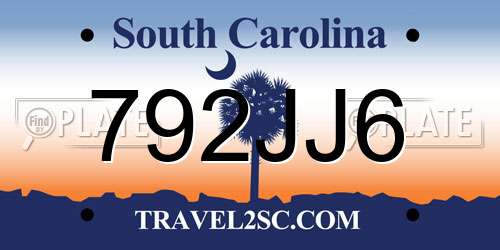 792JJ6 South Carolina License Plate