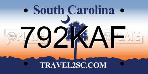 792KAF South Carolina License Plate