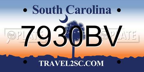 7930BV South Carolina License Plate