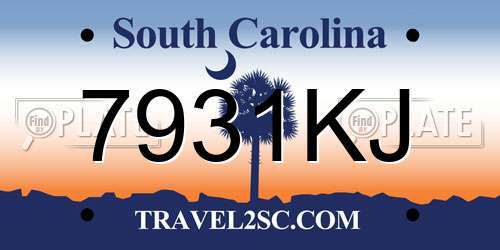 7931KJ South Carolina License Plate