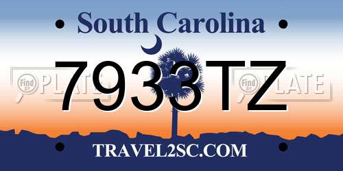 7933TZ South Carolina License Plate