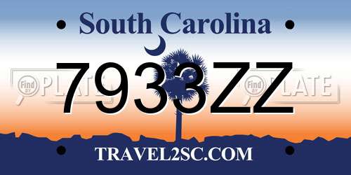 7933ZZ South Carolina License Plate