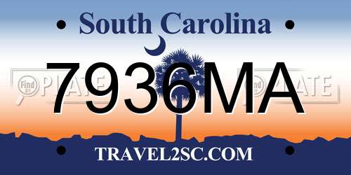 7936MA South Carolina License Plate